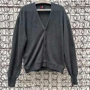 Vintage Arnold Palmer olive maroon variegated knit cardigan sweater Robert Bruce